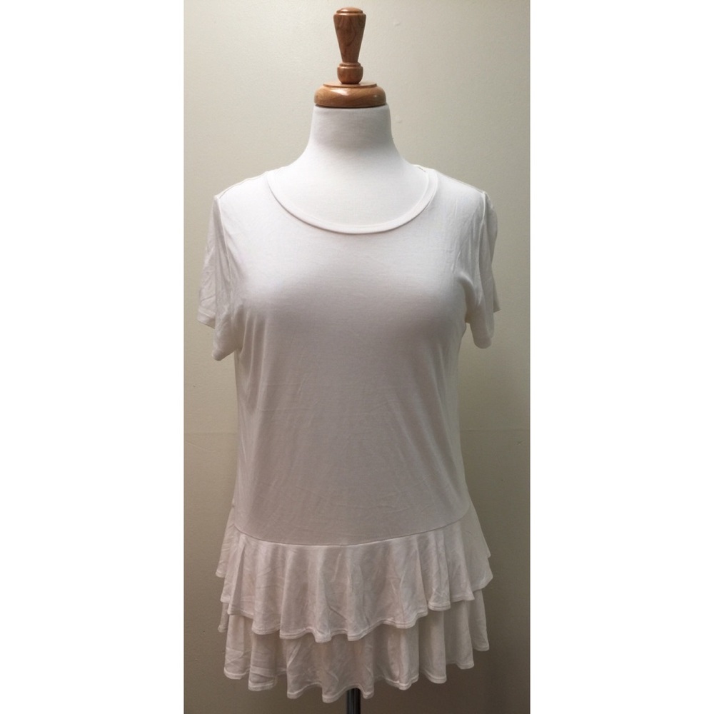 Ann Taylor LOFT Ivory Rayon Short Sleeve Blouse